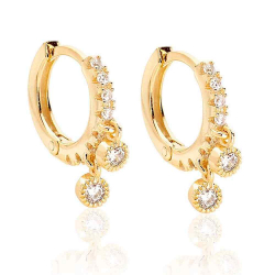 Silver Zircon Earrings Hoop Earrings - Zirconia Multi