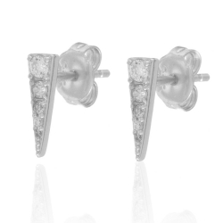 Silver Zircon Earrings Triangle Earring - White Zirconia Earrings