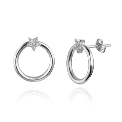 Boucles D'Oreilles Argent Zircone Boucles d'oreilles Étoile - Zircone de couleur Blanche