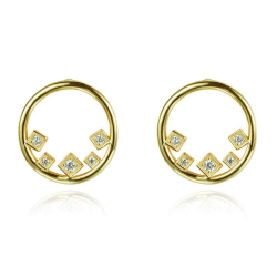 Silver Zircon Earrings Circle Earring - White Zircon