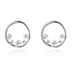 Pendiente Plata Circonita Pendientes Circulo - Circonita Blanco