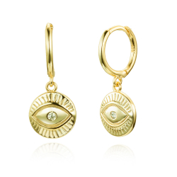 Silver Zircon Earrings Eye Earring - White Zirocon - Plata Rodida