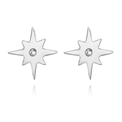 Silver Zircon Earrings Star Earring - White Zircon