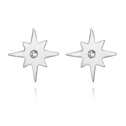 Silver Zircon Earrings Star Earring - White Zircon