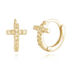 Silver Zircon Earrings Zirconia Earrings - Cross 6 * 7