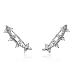Silver Zircon Earrings Trepador Earring - White Zirconia