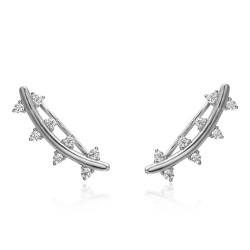 Boucles D'Oreilles Argent Zircone Boucles d'oreilles Climber - Zircone de couleur Blanche