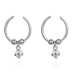 Silver Zircon Earrings Earcuff Earrings - White Zircon