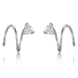 Piercings Plata Circonita Pendientes Espiral - Circonita Blanca
