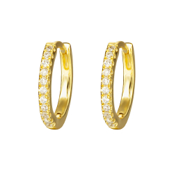 Silver Zircon Earrings Hoop Earring - White Zircon