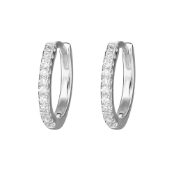 Silver Zircon Earrings Hoop Earring - White Zircon