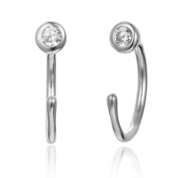 Silver Zircon Earrings Earrings Earcuff - White Zirocon