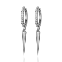 Silver Zircon Earrings Zirconia Earrings - Bar