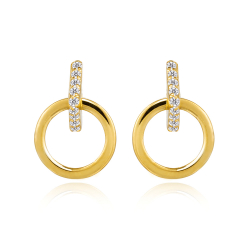 Silver Zircon Earrings Triangle Earring - White Zircon