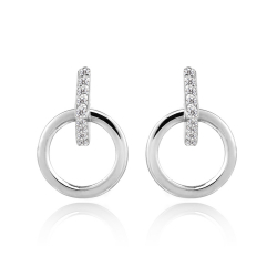 Silver Zircon Earrings Triangle Earring - White Zircon