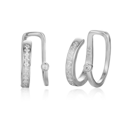 Silver Zircon Earrings Earcuff Earrings