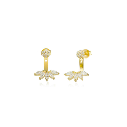 Silver Zircon Earrings Zirconia Earrings - Flower