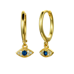 Silver Zircon Earrings Zirconia Earrings - Eye