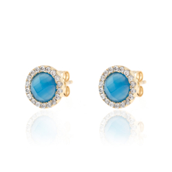 Silver Zircon Earrings CZ Earrings 9 mm