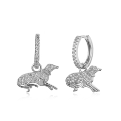 Silver Zircon Earrings Zirconia Earrings - Dog