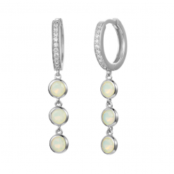 Silver Stone Earrings Zirconia Earrings - 3 Cz