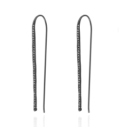 Silver Zircon Earrings Zirconia Earrings - Silver Color Black