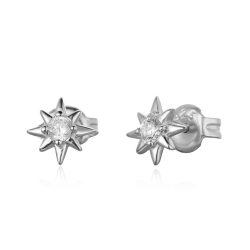 Silver Zircon Earrings Zirconia Earrings - Star