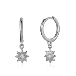 Silver Zircon Earrings Zirconia Earrings - Star