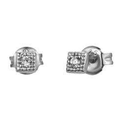 Silver Zircon Earrings Zirconia Earrings - Square