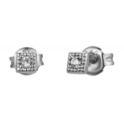 Silver Zircon Earrings Zirconia Earrings - Square