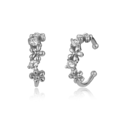 Silver Zircon Earrings Zirconia Earrings - Earcuff