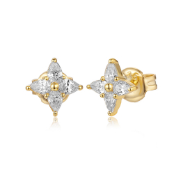 Silver Zircon Earrings Zirconia Earrings - Star