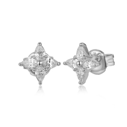 Silver Zircon Earrings Zirconia Earrings - Star