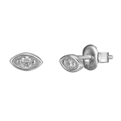 Silver Zircon Earrings Zirconia Earrings - Eye