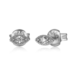 Silver Zircon Earrings Zirconia Earrings - Eye - White Zircon