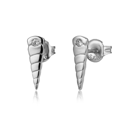 Silver Zircon Earrings Zirconia Earrings - Cone - White Zircon