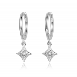 Silver Zircon Earrings Zirconia Earrings - Hoop