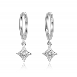 Silver Zircon Earrings Zirconia Earrings - Hoop