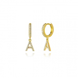 Silver Zircon Earrings Zirconia Earrings - Letter