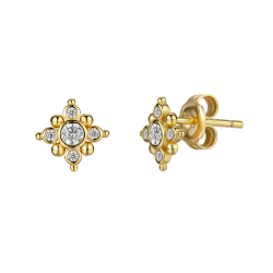 Silver Zircon Earrings Zirconia Earrings - Flower