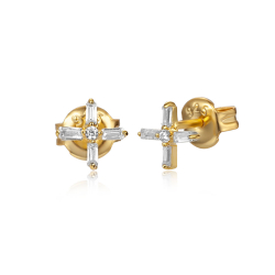 Silver Zircon Earrings Zirconia Earrings - Cross