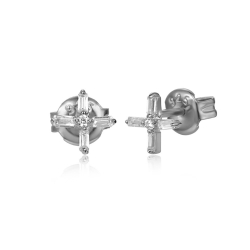 Boucles D'Oreilles Argent Zircone Boucles d'oreilles Zircone - Croix