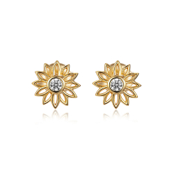 Silver Zircon Earrings Zirconia Earrings - Flower