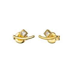 Silver Zircon Earrings Zirconia Earrings - Rhomb