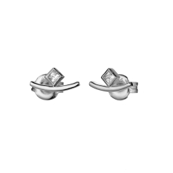 Silver Zircon Earrings Zirconia Earrings - Rhomb