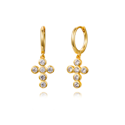 Silver Zircon Earrings Zirconia Earrings - Cross