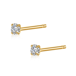 Silver Zircon Earrings Zirconia Earrings - 2mm