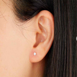 Silver Zircon Earrings Zirconia Earrings - 2mm