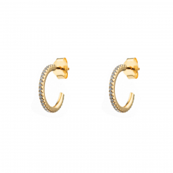 Silver Zircon Earrings Zirconia Earrings - Semi Circle 12mm and 14 mm - Gold Plated Silver