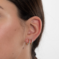 Pendiente Plata Circonita Pendiente Plata - Semi Aro 12mm y  15mm - Bañado Oro